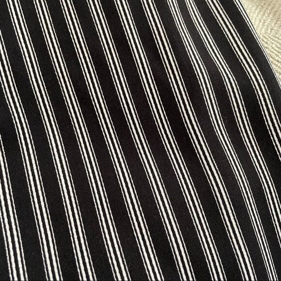 Popsugar Black White Stripe High Paperbag Waist Wide Leg Tie Waist Crop Pants S - Picture 4 of 8